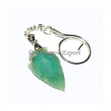 Green Color Agate Arrowheads Keyring