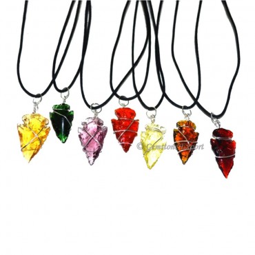Mix Color Glass Arrowheads Necklace