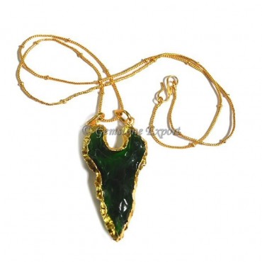 Green Cazin Glass Arrowheads Necklace