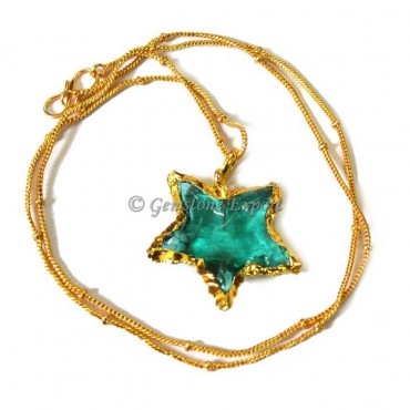 Star Aqua Glass Arrowheads Necklace