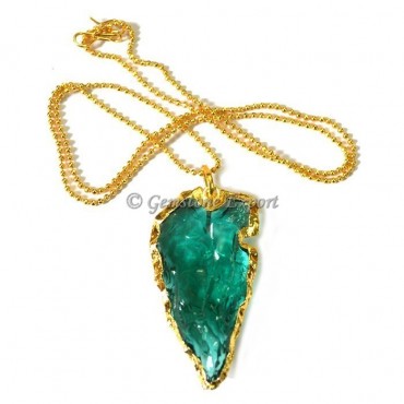 Clovis Aqua Glass Arrowheads Necklace