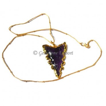 Purple Glass Arrowheads Necklace