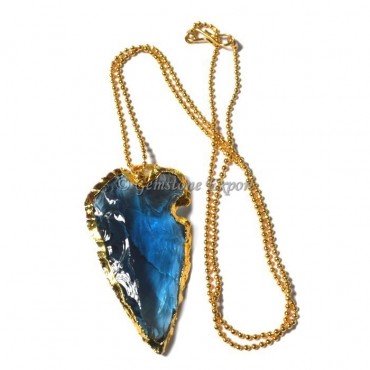 Blue Glass Arrowheads Necklace