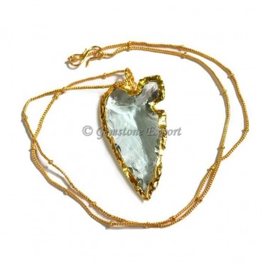 Aqua Heart Shape Cut Arrowhead Necklace