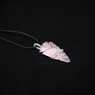 Rose Quartz Arrowheads Wire Warped Pendants