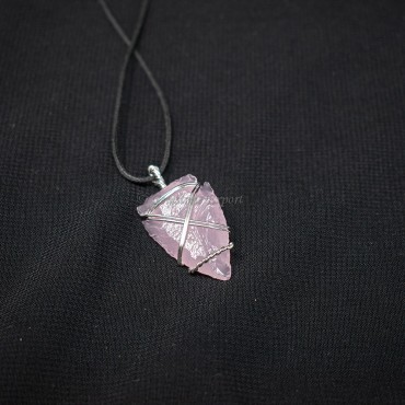 Rose Quartz Arrowheads Wire Warped Pendants