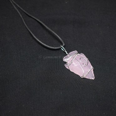 Rose Quartz Arrowheads Wire Warped Pendants