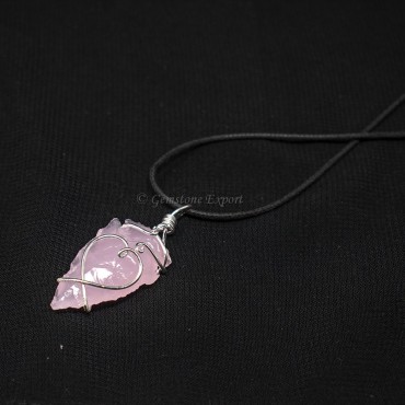 Rose Quartz Arrowheads Wire Warped Pendants