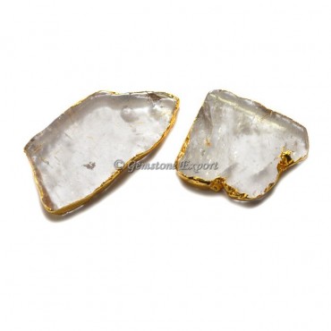 Crystal Quartz Slices With Gold Plated