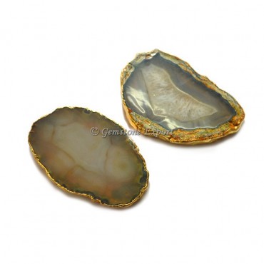 Agate Stone Gold Plated Slices