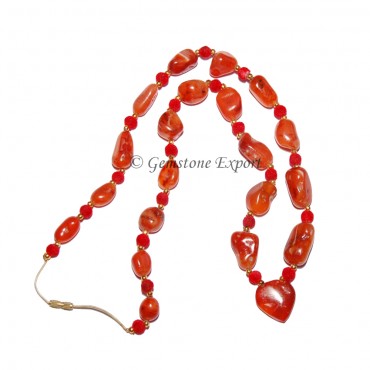 Akik Necklace With Velvet Beads