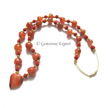 Akik Agate Round Beads Necklce