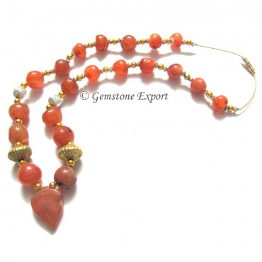 Akik Agate Round Beads Necklce