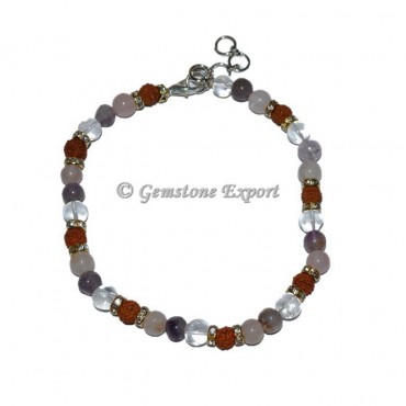 Quartz Stone With Rudraksha Anklet