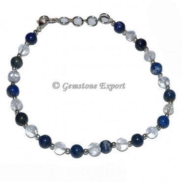 Crystal Quartz And Lapis Lazuli Anklet