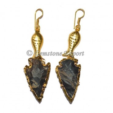 Fish Fancy Jasper Electroplated Arrowheads Earring