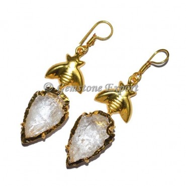 Quartz Electroplated Arrowheads Earrings