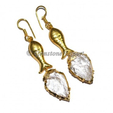 Fish Crystal Electroplated Arrowheads Earrings