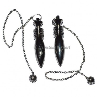 Black Carved Karnak Metal Pendulum