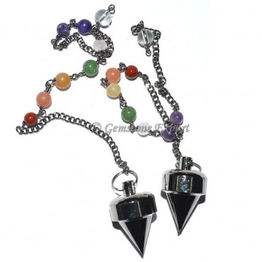 Small Bullet Black Metal Pendulums with Chakra Chain