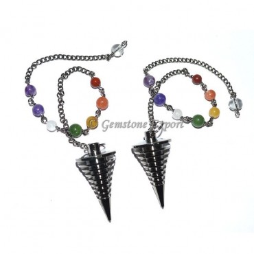 Hard Coid Black Metal Pendulums with Chakra Chain