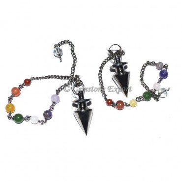 Black Metal Pendulums With Chakra Beads Chain