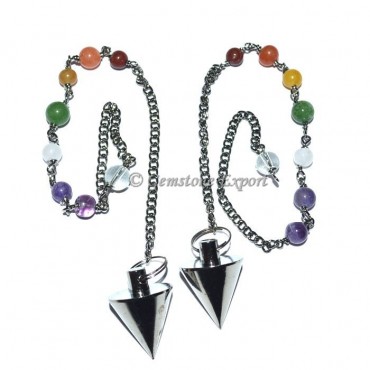 Cone Black Metal Pendulums with Chakra Chain