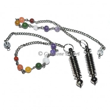 Twisted Black Metal Pendulums with Chakra chain