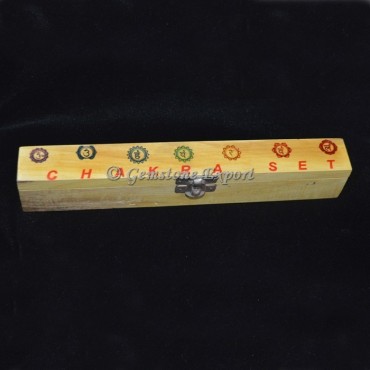 Color Chakra Symbol with Sanskrit Set on Wood Box