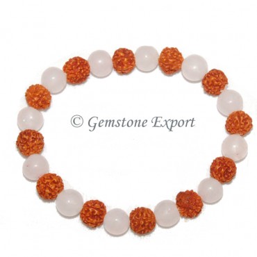 Rudraksha With Rose Quartz Bracelets