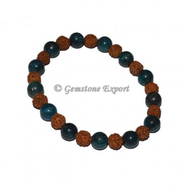 Blue Apatite With Rudraksha Bracelet