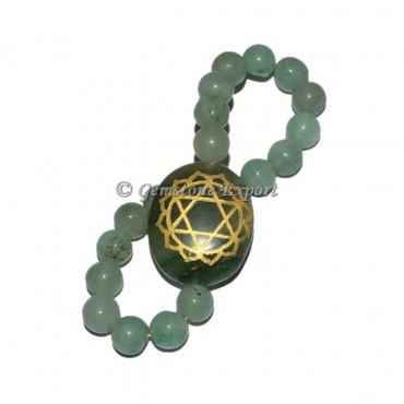 Green Aventurine Engraved Heart Chakra Bracelet