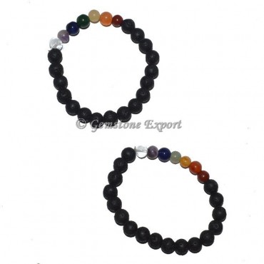 Lava Stone Seven Chakra Bracelet