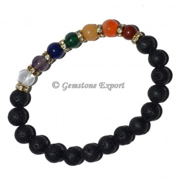 Lava Stone 7 Chakra Fashion Bracelet