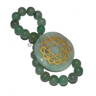 Engraved Green Aventurine Chakra Bracelet