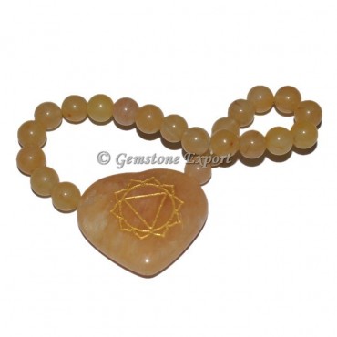 Golden Quartz Engraved Stone Chakra Bracelet