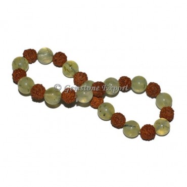 Green Prehnite With Rudraksha Bracelet