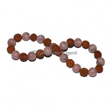 Rhodochrosite With Rudraksha Bracelet