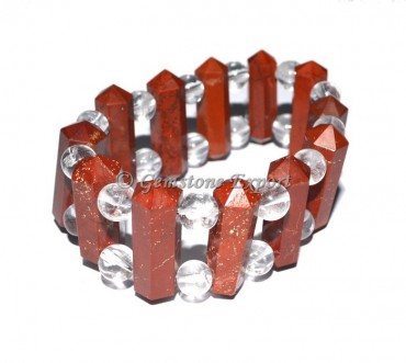 Red Jasper With Crystal Quartz Acupuncher Bracelet