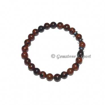 Round Charm Mahogany Obsidian Bracelets