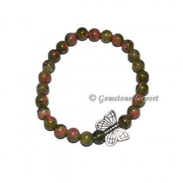 Butterfly Charm Unakite Bracelets