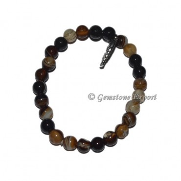 Owl Charm Black Onyx Banded Bracelets