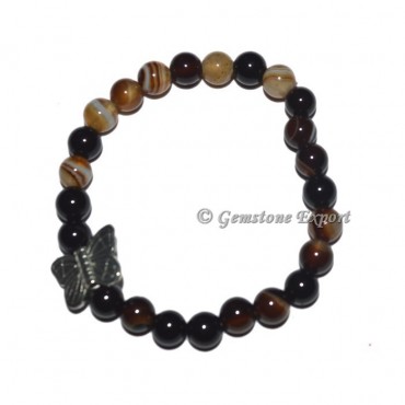 Butterfly Charm Black Onyx Banded Bracelets