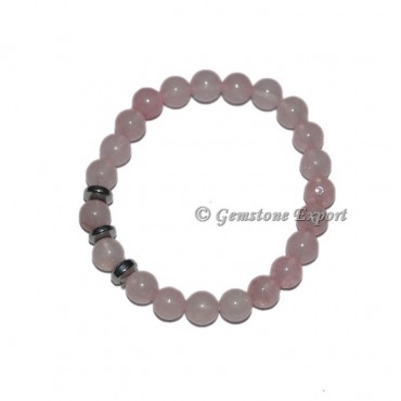 Round Charm Rose Quartz Bracelets