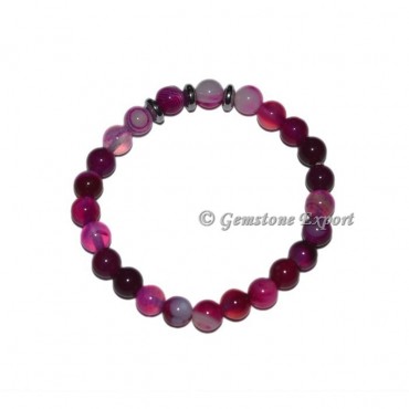 Round Charm Pink Onyx Bracelets