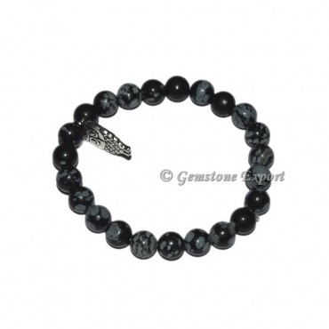 Owl Charm Snowflake Obsidian Bracelets