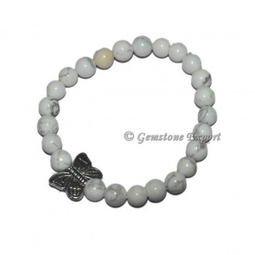 Butterfly Charm White Howlite Bracelets