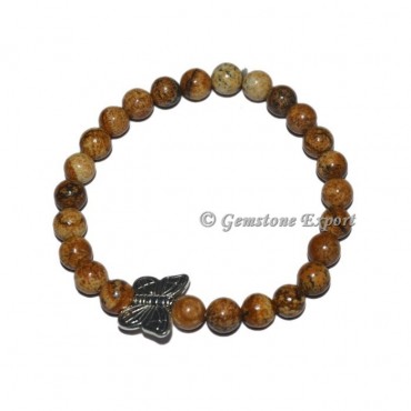 Butterfly Charm Picture Jasper Bracelets