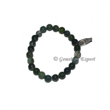 Owl Charm Green Moss Agate Bracelets