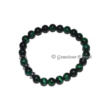 Round Charm Green Tiger Eye Bracelets